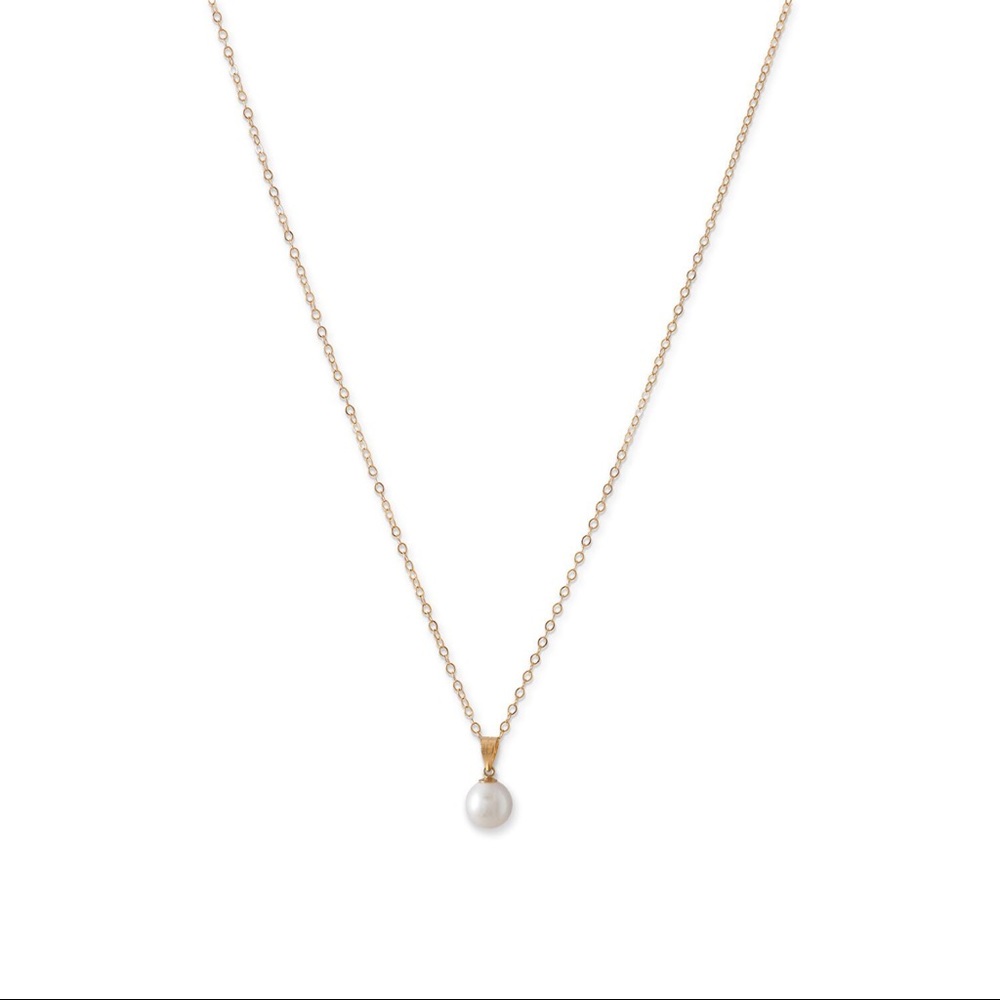 NEW 14 k gold necklace with sliding pearl pendant